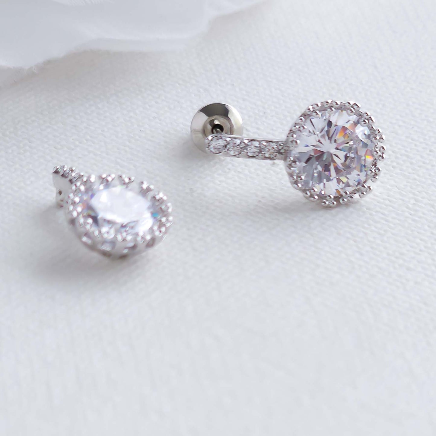 Cubic Zirconia Drop Stud Earrings-Remi