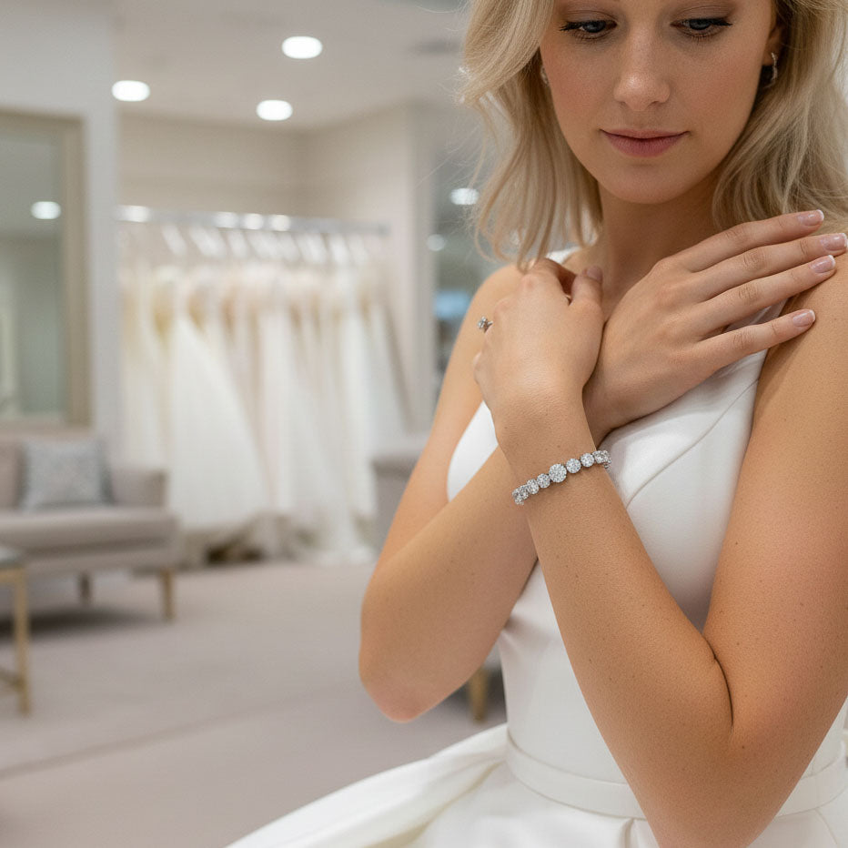 Yellow Gold Bracelet in Cubic Zirconia Nora