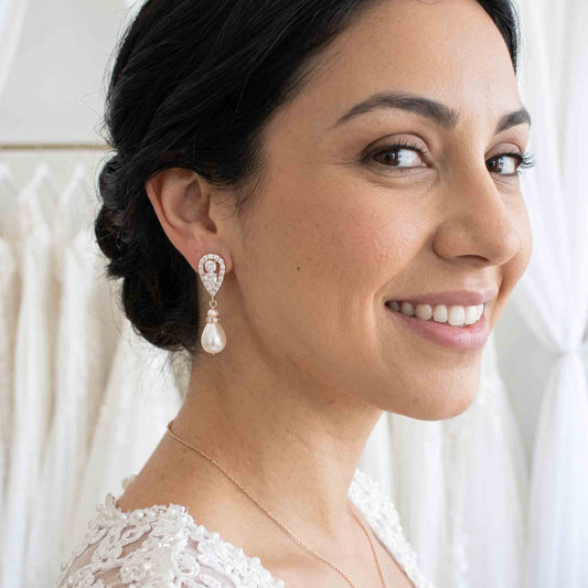 Classic Silver Pearl Drop Earrings for Weddings – Cera
