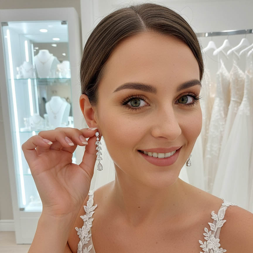 Marquise Bridal Earrings in Rose Gold- Kira