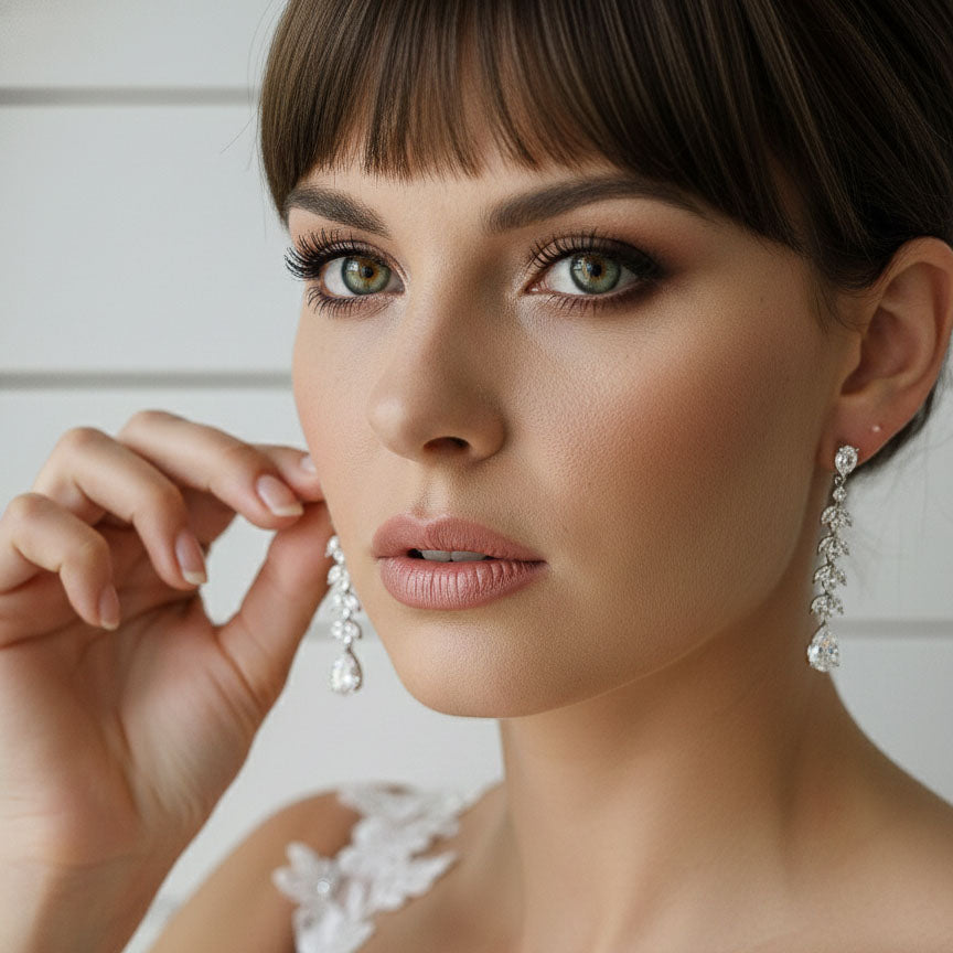 Marquise Crystal Bridal Earrings in Gold - Kira