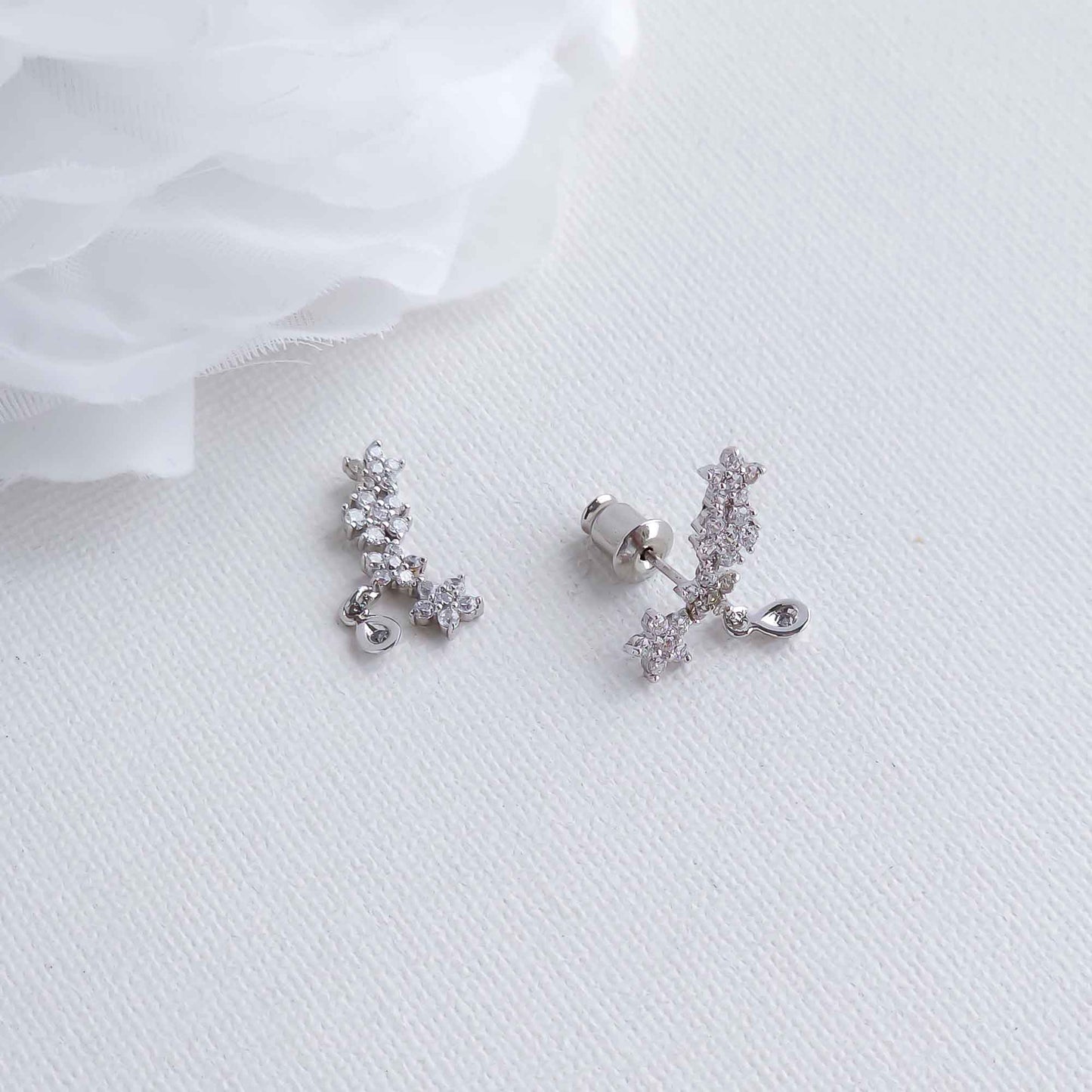 Dainty Floral Cluster Climber Earrings-Peyton