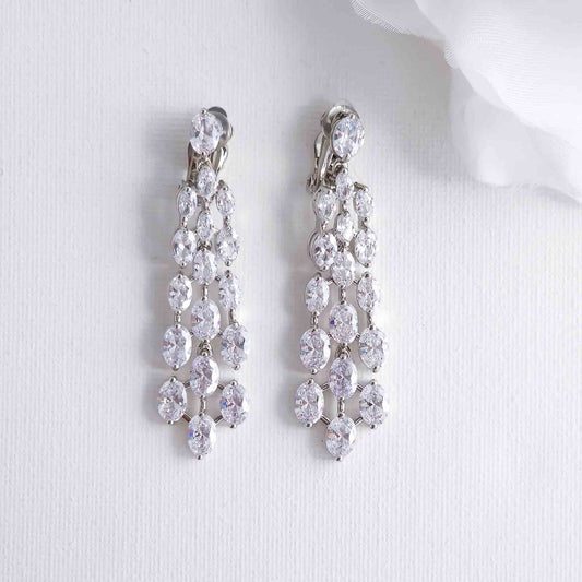 Clip On Chandelier Earrings for Weddings & Events-Myra