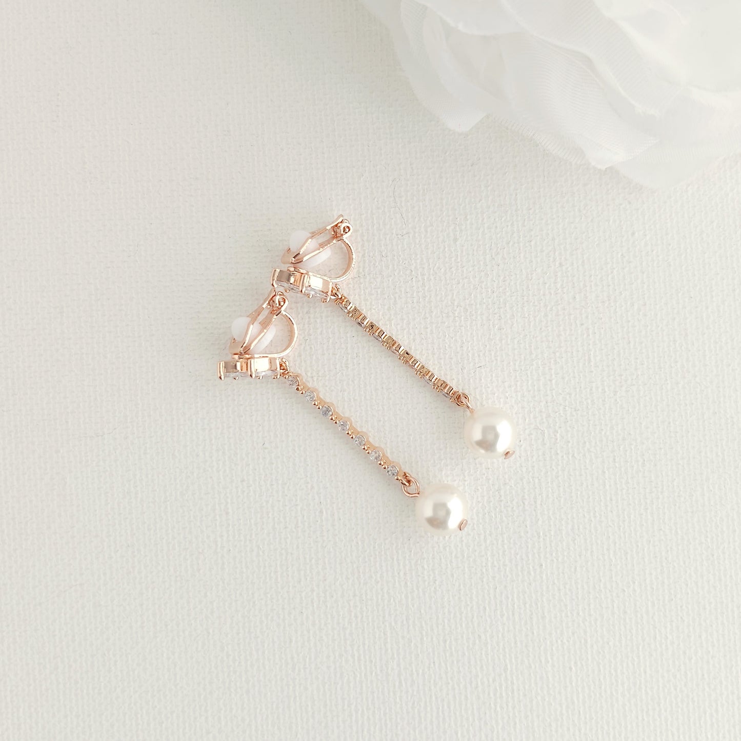 Gold Clip On Bridal Jewelry Set - Jodi