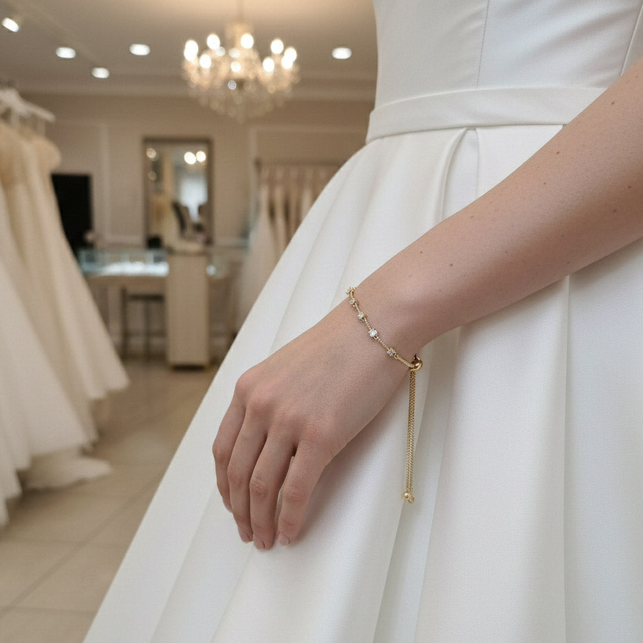 Delicate Bridal Bracelet in Gold for Brides & Bridesmaids- Ginger