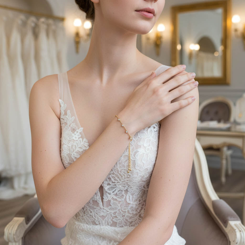 Delicate Bridal Bracelet in Gold for Brides & Bridesmaids- Ginger