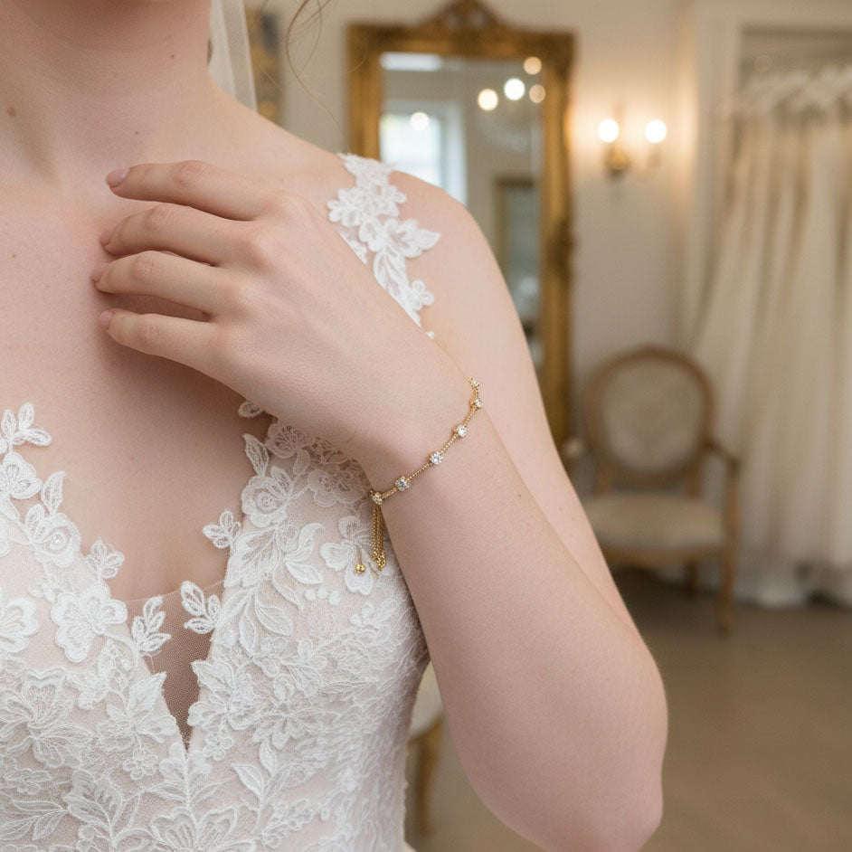 Shop Delicate Wedding Bracelet in Rose Gold for Brides & Bridesmaids Silver Shop Delicate Wedding Bracelet in Rose Gold for Brides & Bridesmaids Silver