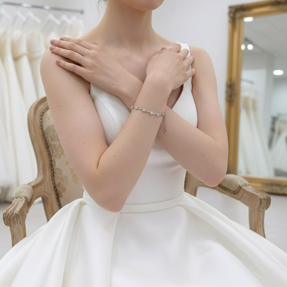 Minimalist Silver Bracelet for Brides-Ginger