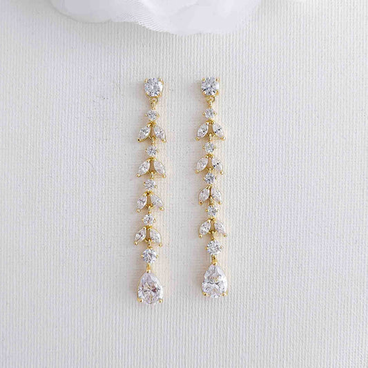 Delicate Gold Dangle Earrings for Wedding-Miranda