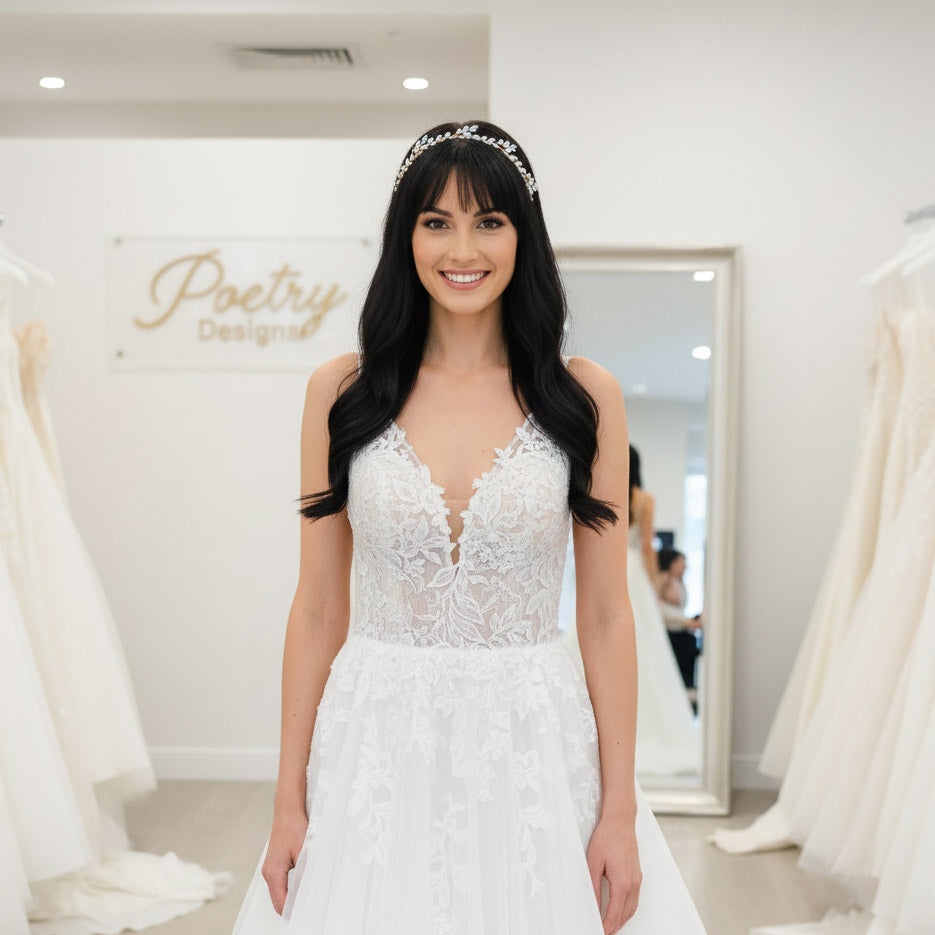 Something Blue" Hair Vine | Flexible Opal Crystal Bridal Headpiece-Demi