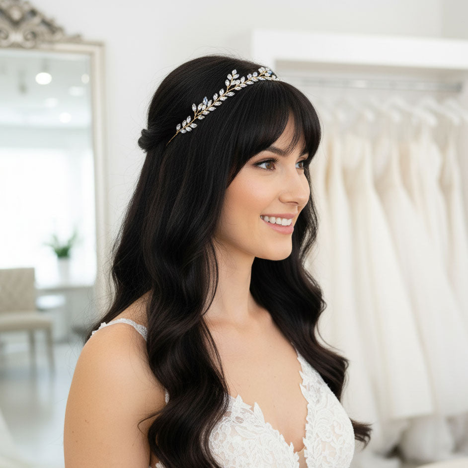 Something Blue" Hair Vine | Flexible Opal Crystal Bridal Headpiece-Demi