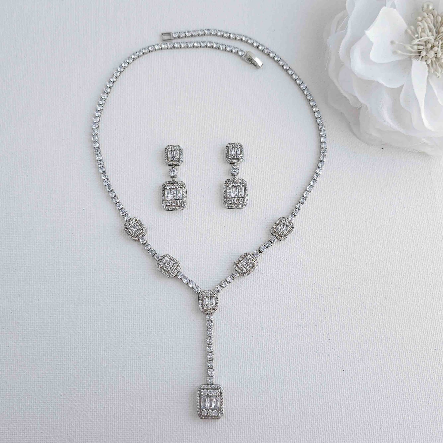 Classic Necklace Set with Earrings for Wedding-Edith