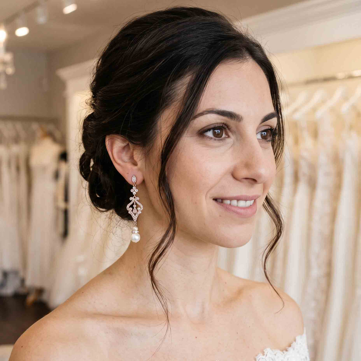 Vintage Gold Earrings with Round or Pear Pearl Drops - Elizabeth