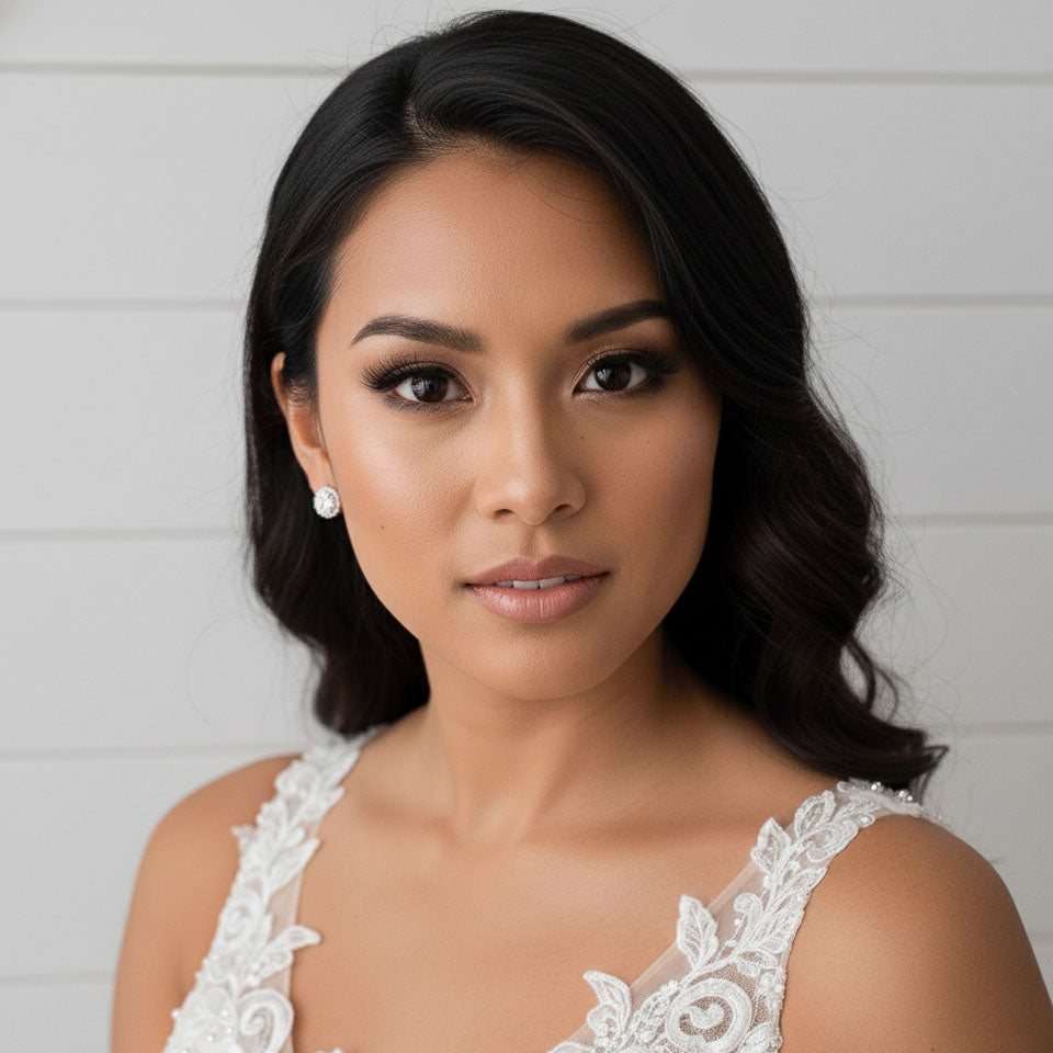 Halo Oval Stone Gold Bridal jewelry Set- Emily