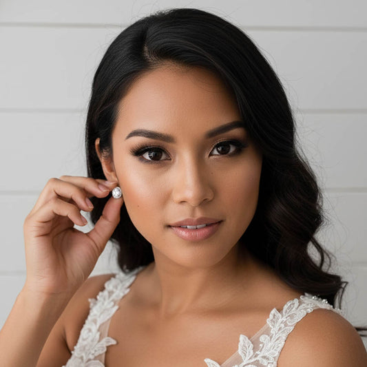 Oval CZ Studs for Brides and Bridesmaids-Emily