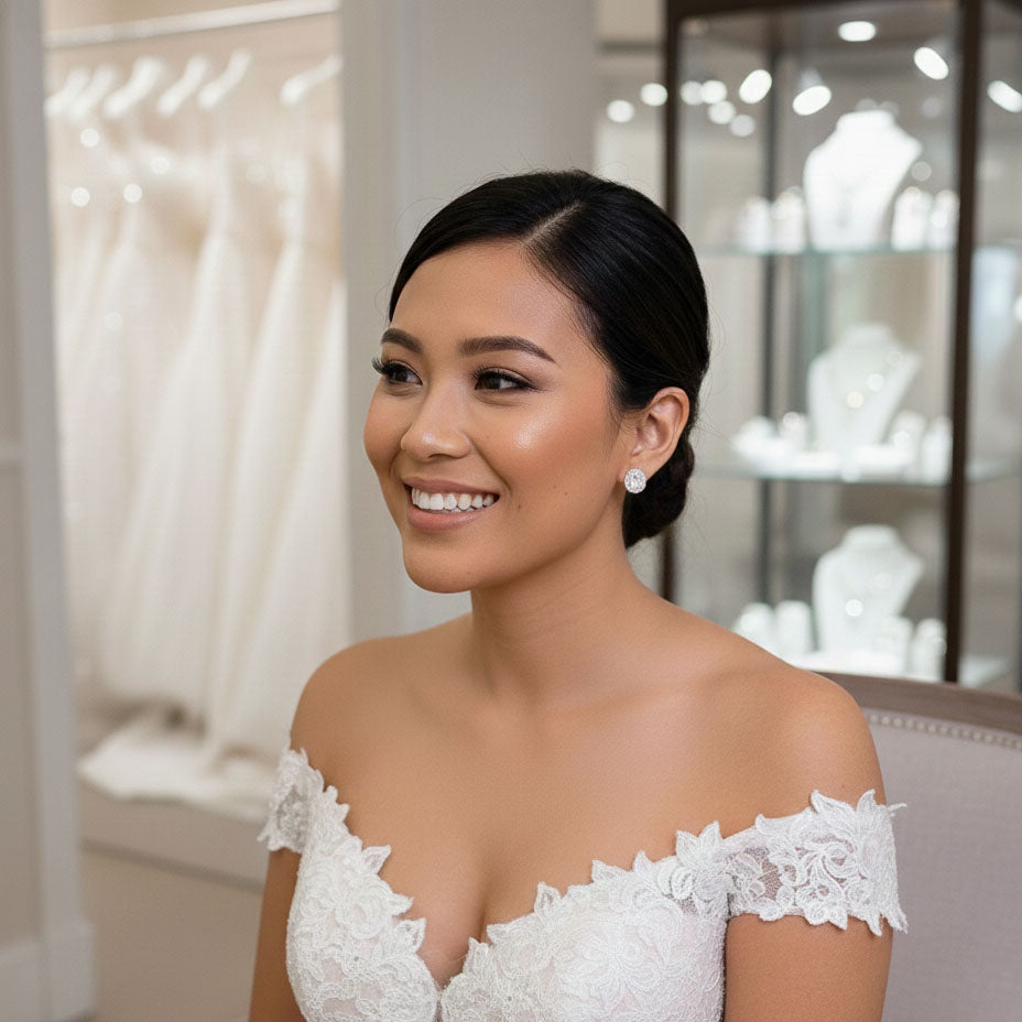 Oval CZ Studs for Brides and Bridesmaids-Emily