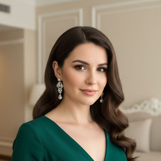 Vintage Style Chandelier Cubic Zirconia Earrings for Weddings and Formal Events- Fay