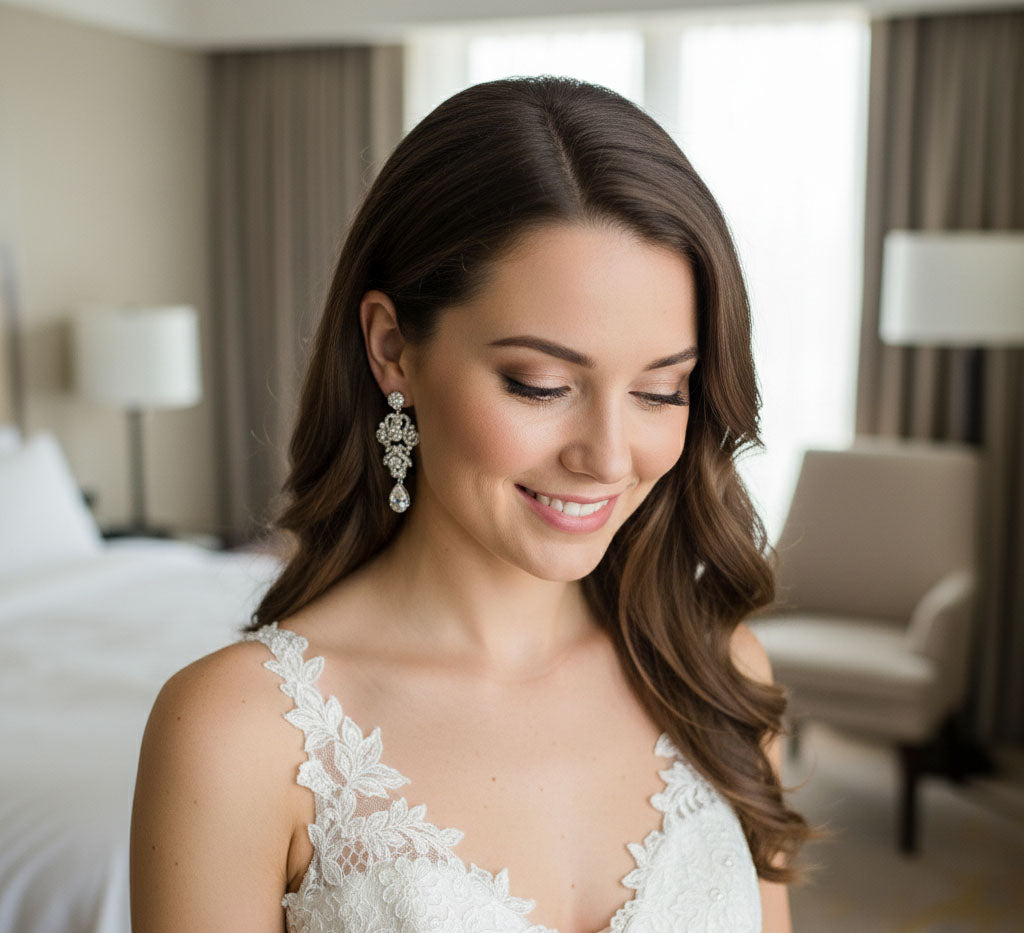 Vintage Style Chandelier Cubic Zirconia Earrings for Weddings and Formal Events- Fay