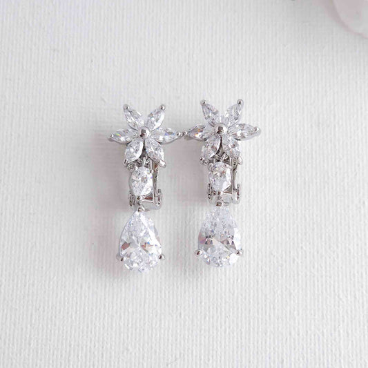 Flower Clip On Earrings-Bella