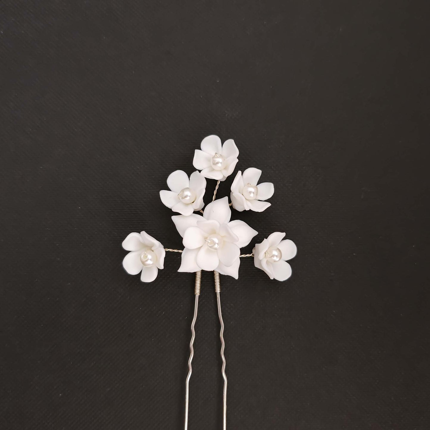 Rose Gold Hair Pin for Weddings with Flowers-Lana