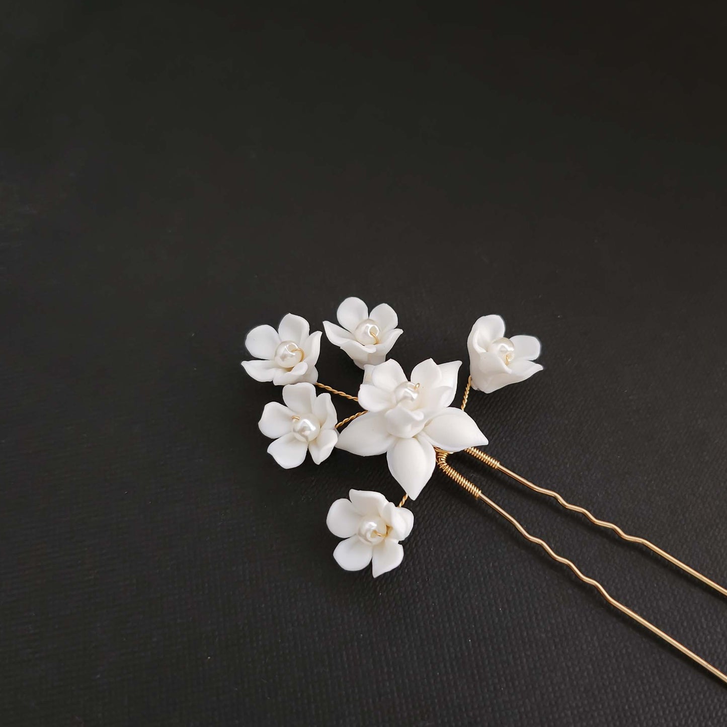 Rose Gold Hair Pin for Weddings with Flowers-Lana