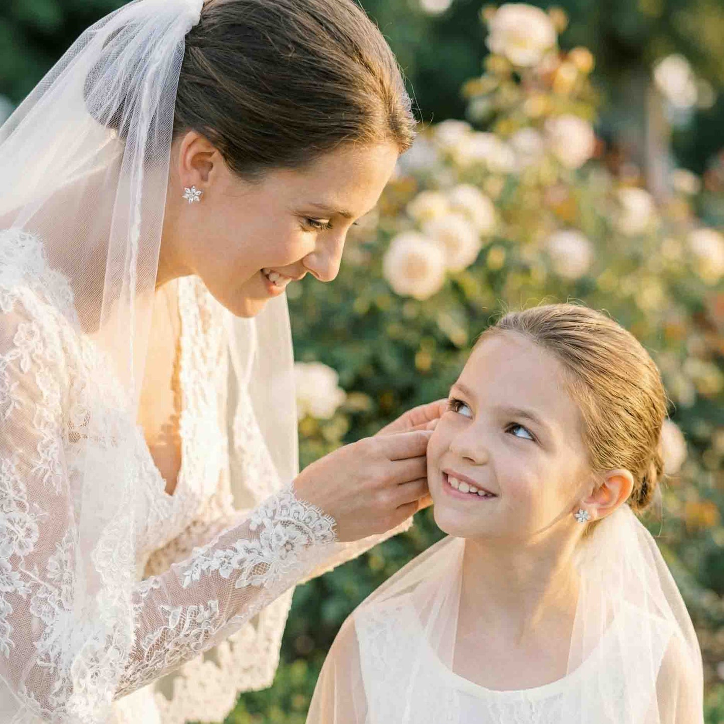 Small Flower Stud Earrings for Wedding & Flower Girls - Trisha