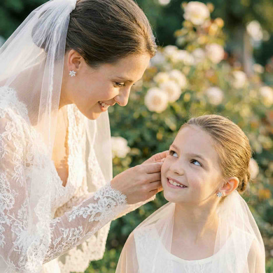 Dainty Gold Flower Stud Earrings for Brides and Bridesmaids-Trisha