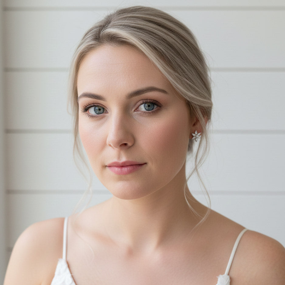 Small Flower Stud Earrings for Wedding & Flower Girls - Trisha