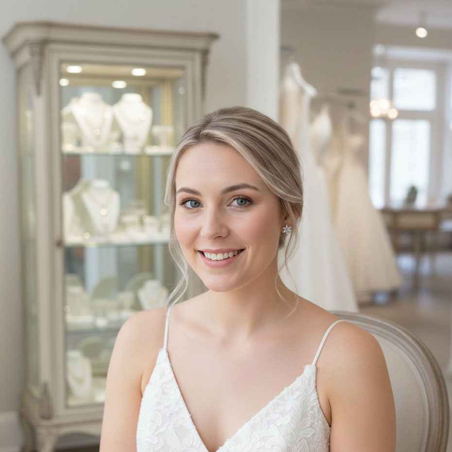 Dainty Gold Flower Stud Earrings for Brides and Bridesmaids-Trisha