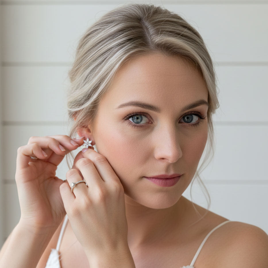 Small Flower Stud Earrings for Wedding & Flower Girls - Trisha
