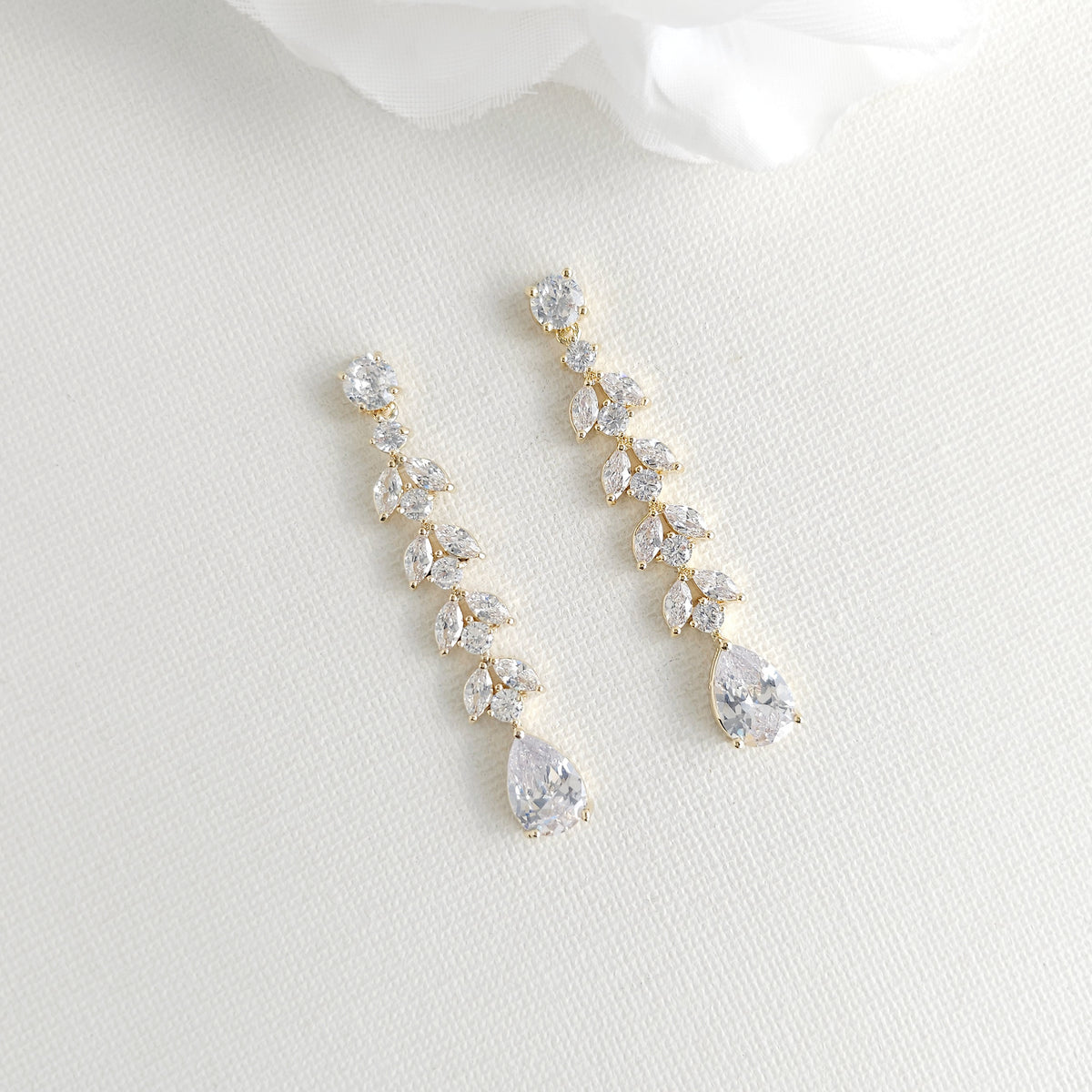 Marquise Bridal Earrings in Rose Gold- Kira
