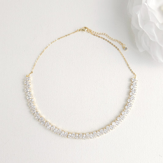 Regal Gold CZ Choker Set: Bride, Wedding & Occasion Elegant Statement Jewelry -Talia