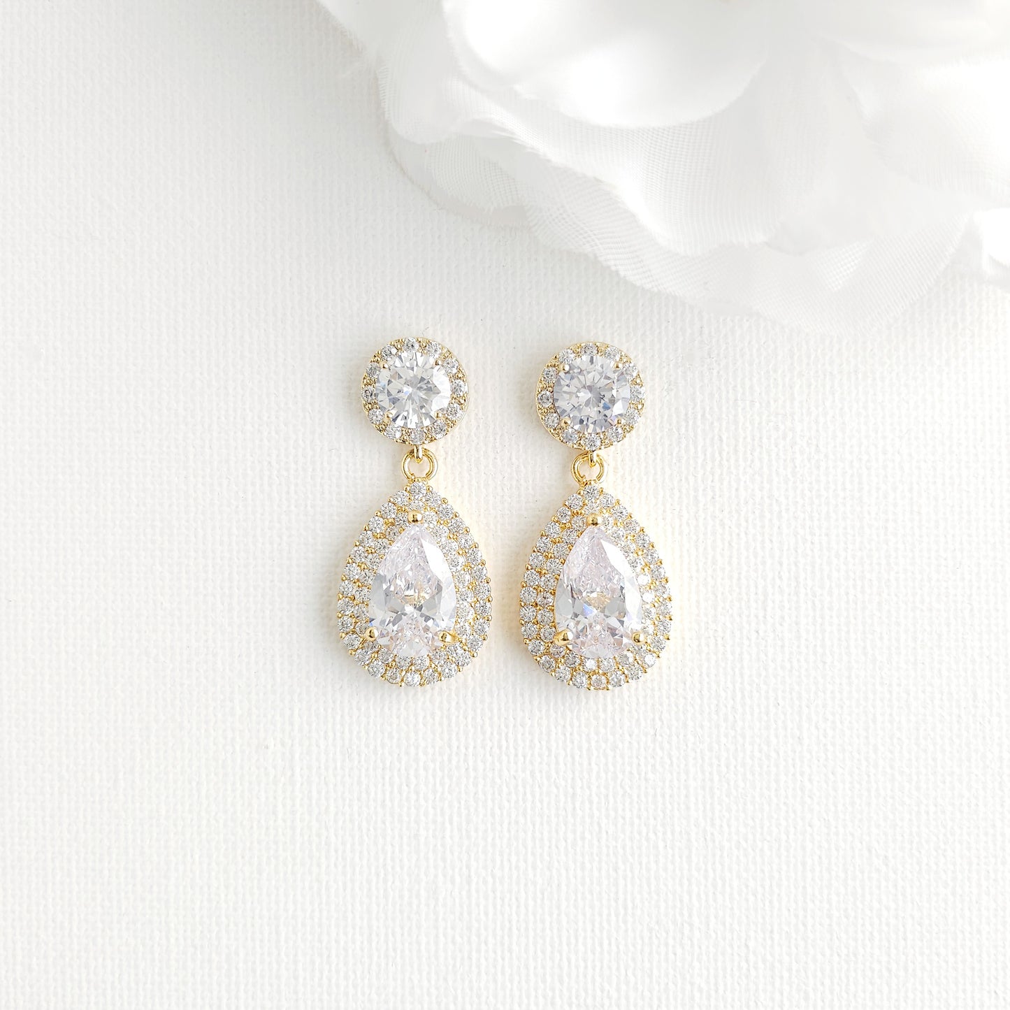 Silver Vintage-Inspired Teardrop Earrings | Bridal & Evening Statement Jewelry - Grace