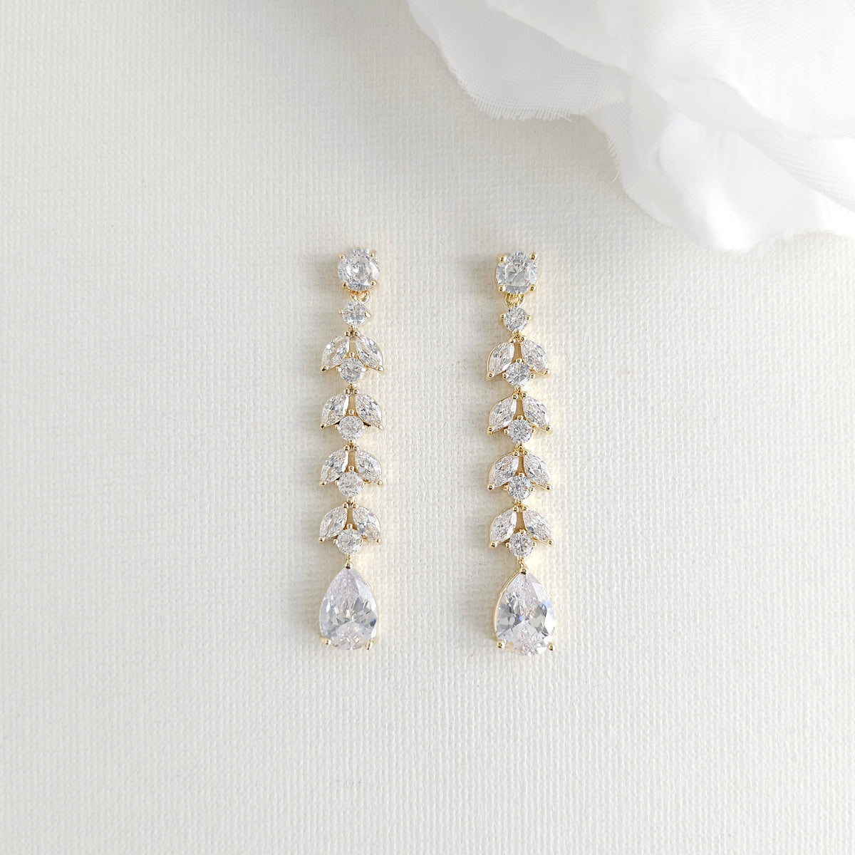Marquise Bridal Earrings in Rose Gold- Kira
