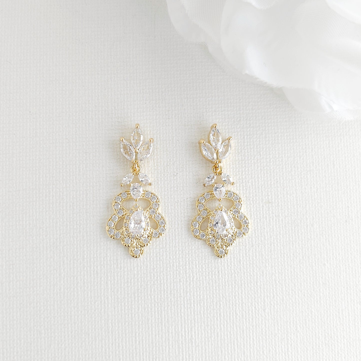 Vintage Gold Earrings for the Modern Bride and Bridesmaids- Norma