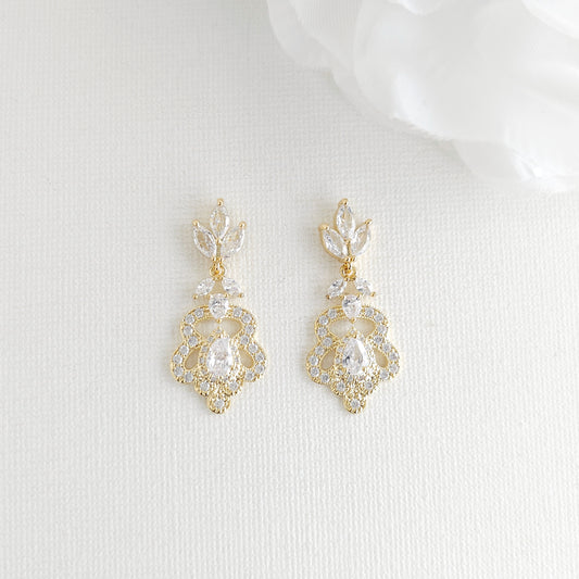 Vintage Gold Earrings for the Modern Bride and Bridesmaids- Norma