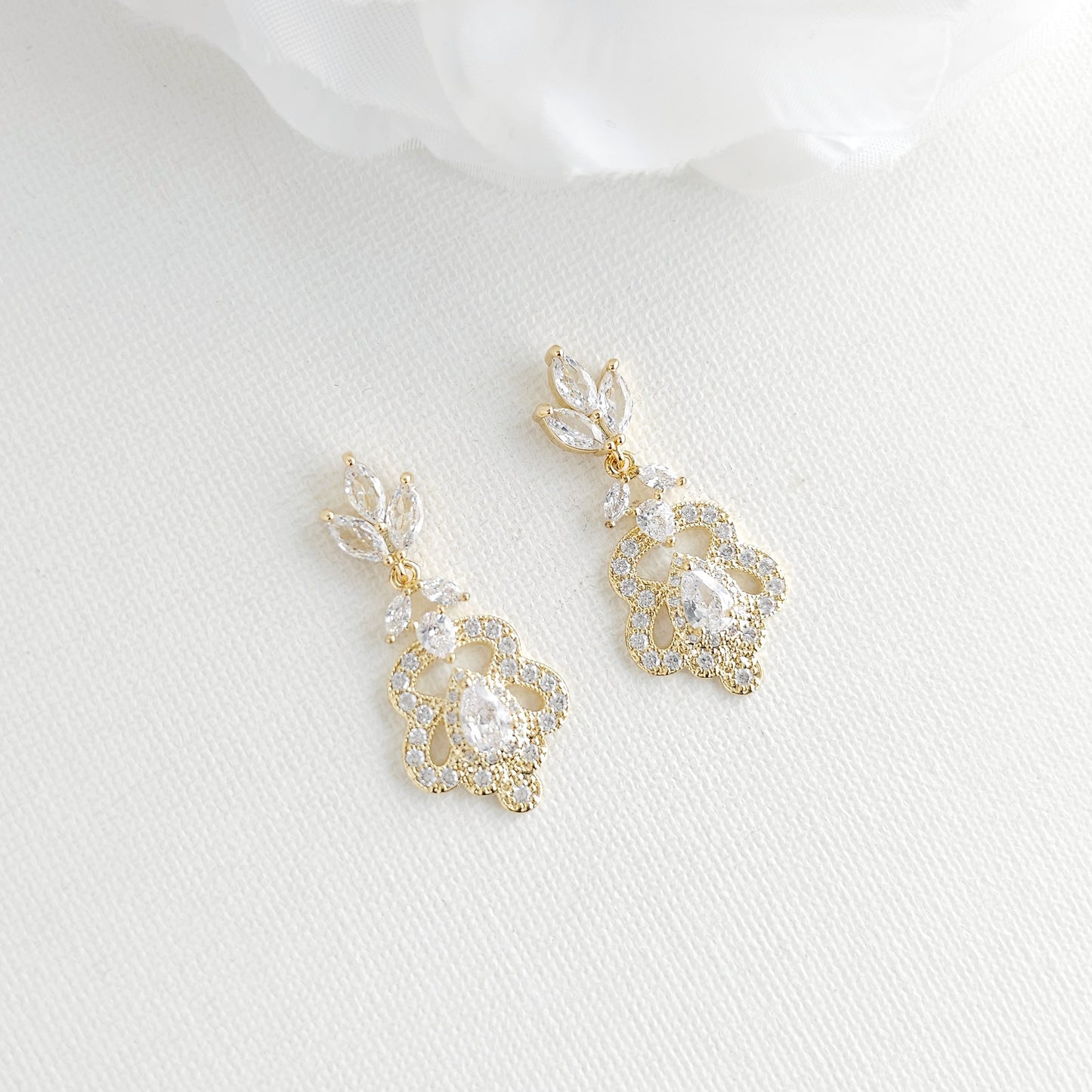 Vintage Gold Earrings for the Modern Bride and Bridesmaids- Norma