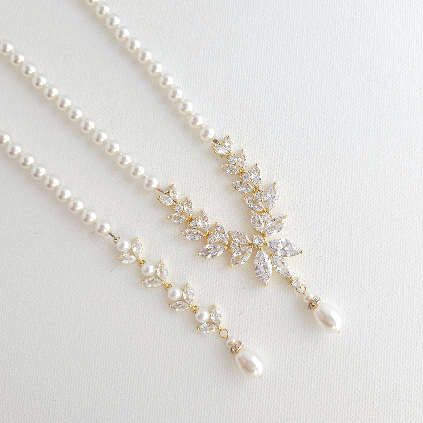 Pearl Strand & Crystal Gold Collier pour mariage avec toile de fond-Katie