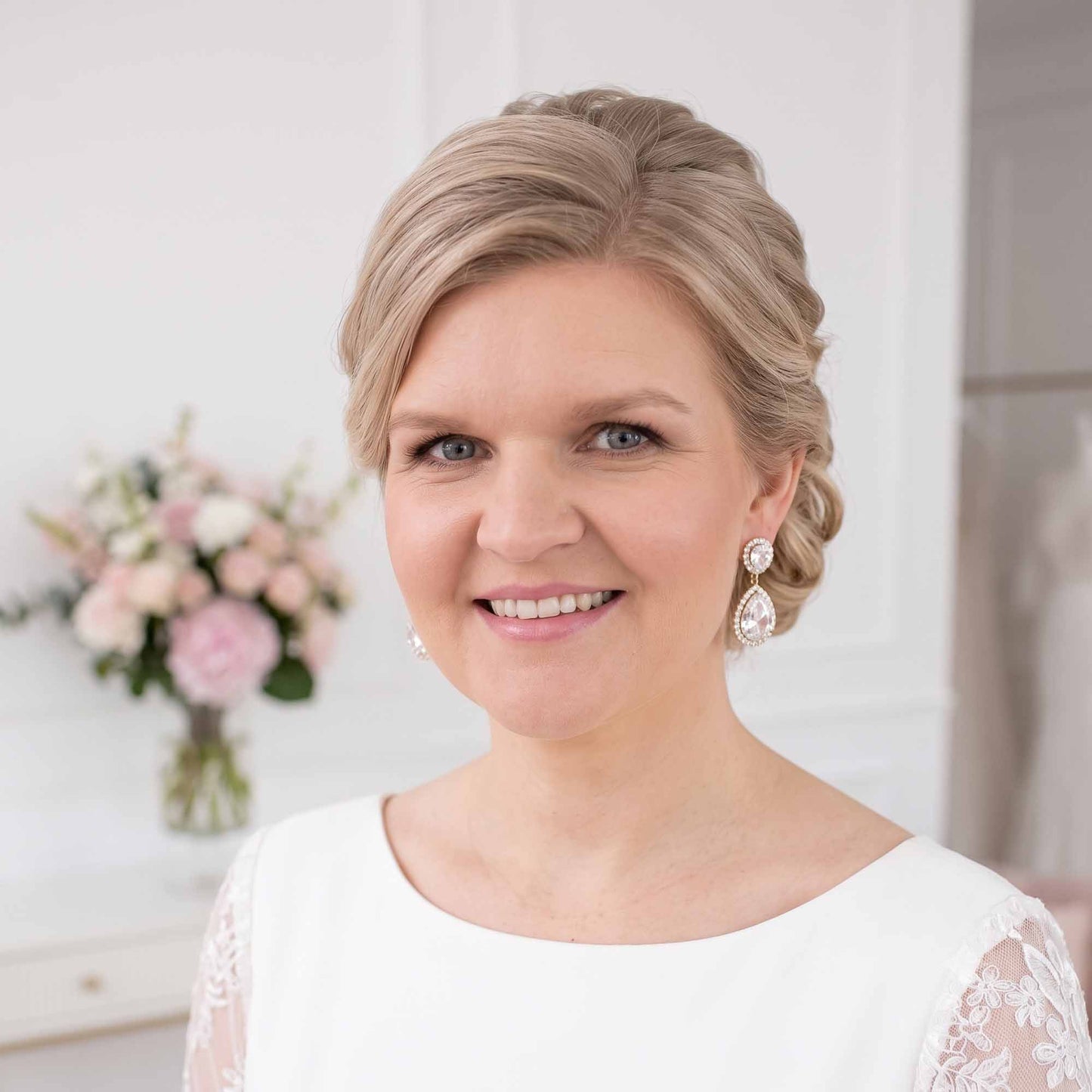 Silver Vintage-Inspired Teardrop Earrings | Bridal & Evening Statement Jewelry - Grace