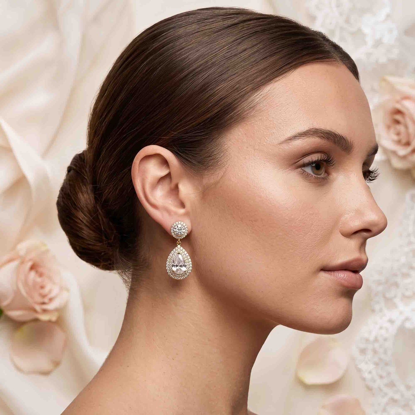 Silver Vintage-Inspired Teardrop Earrings | Bridal & Evening Statement Jewelry - Grace