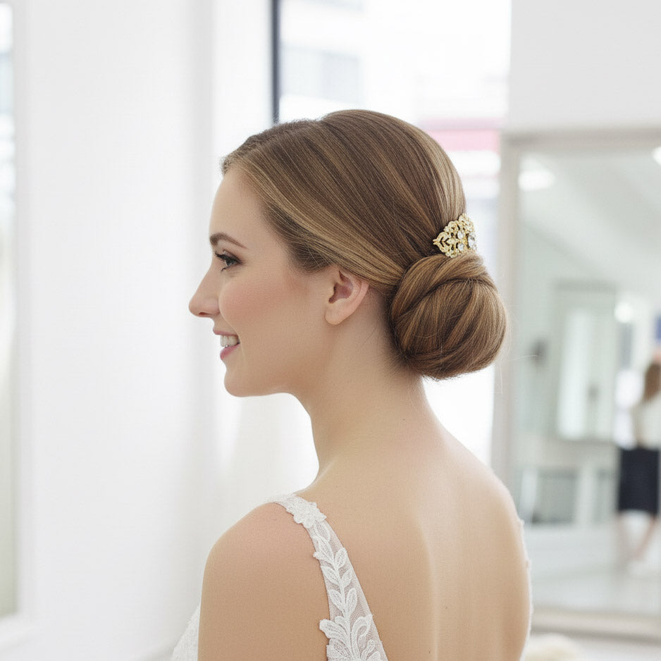 Gold Vintage Style Crystal Bridal Hair Comb- Jan