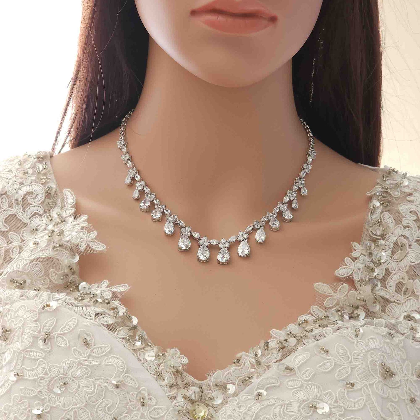 Ensemble de bijoux de mariage et de réception en zircon cubique pour Brides-Anya