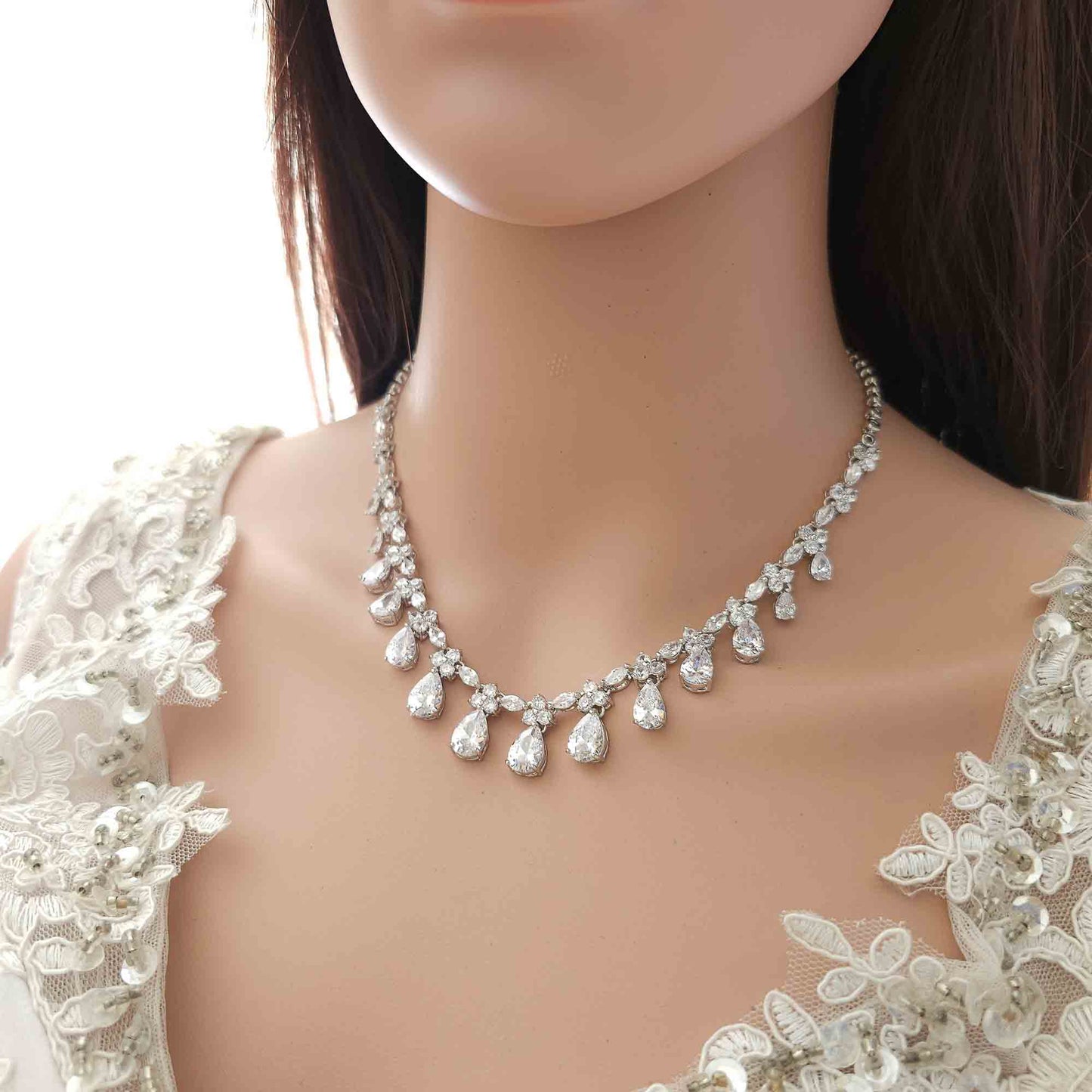 Ensemble de bijoux de mariage et de réception en zircon cubique pour Brides-Anya