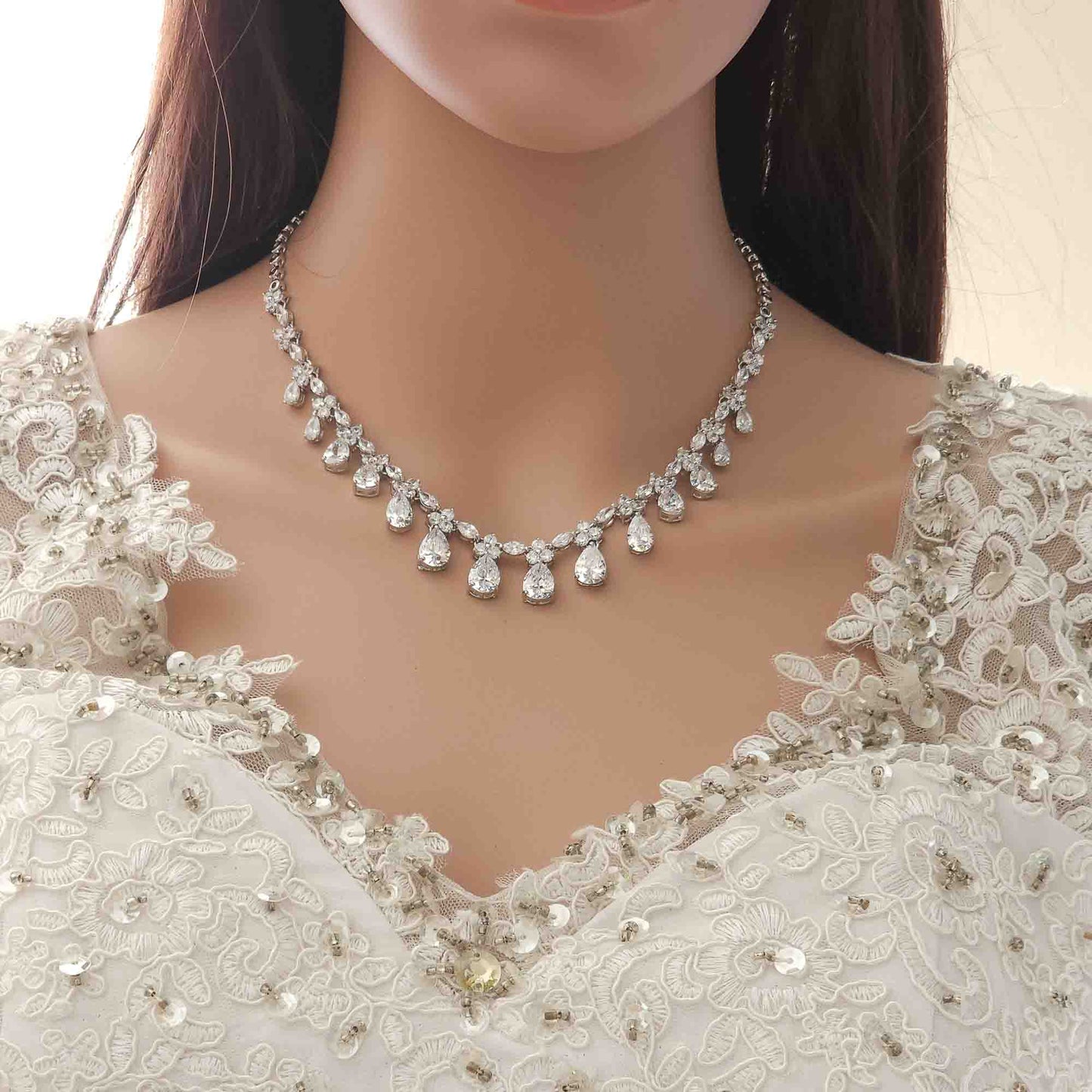 Ensemble de bijoux de mariage et de réception en zircon cubique pour Brides-Anya