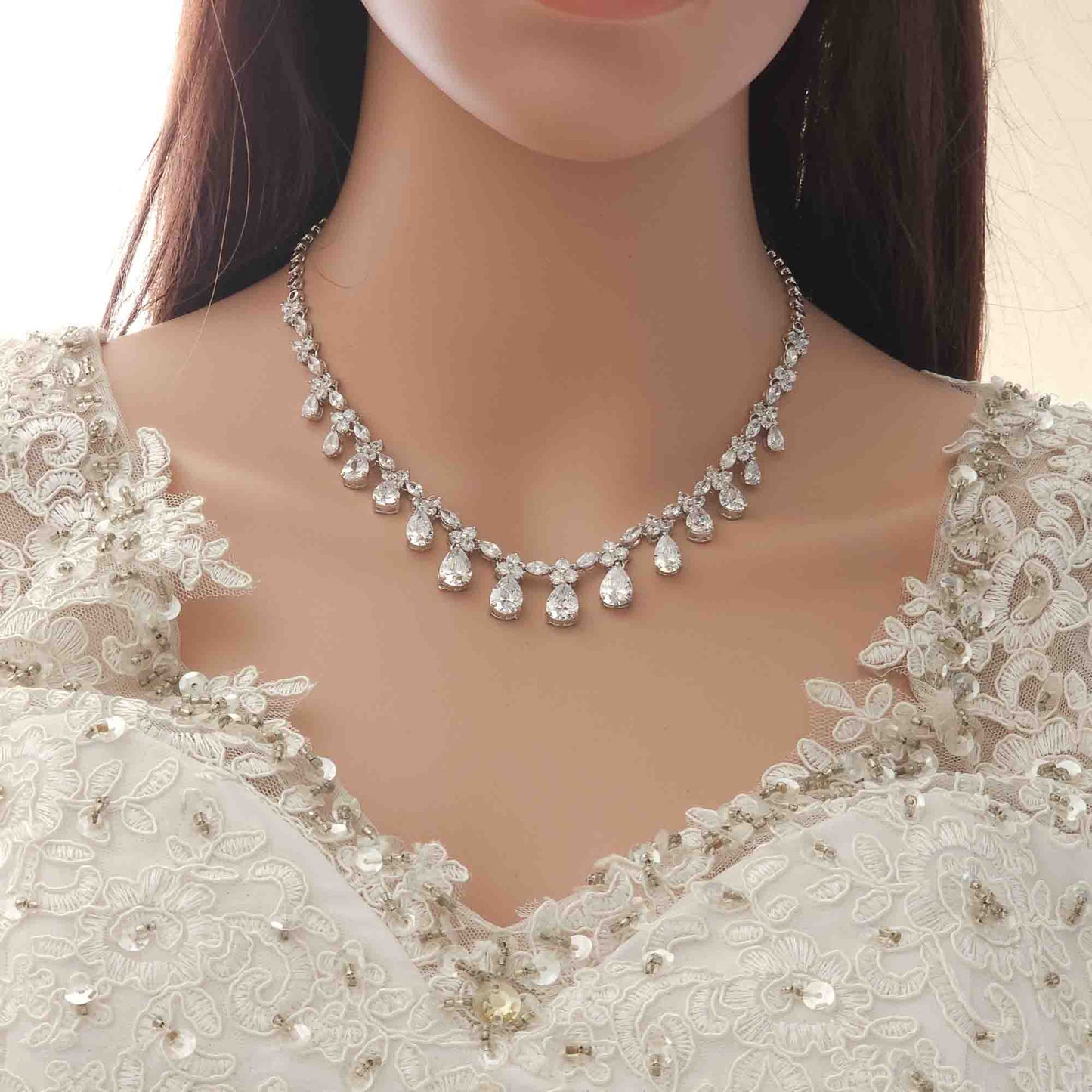 Ensemble de bijoux de mariage et de réception en zircon cubique pour Brides-Anya