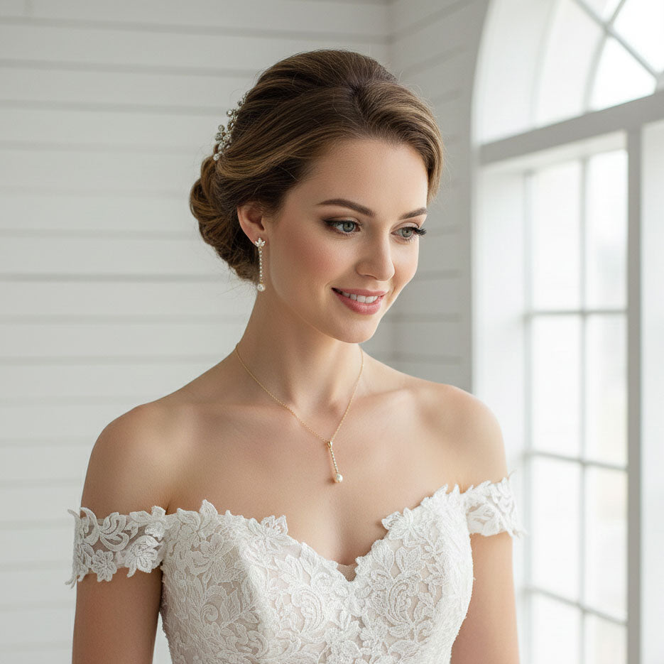 earrings for lace dress Cassandra Cluster Bridal Earrings