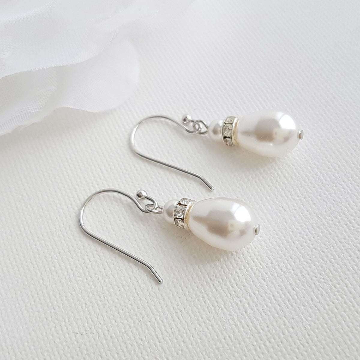 Simple Rose Gold Teardrop Pearl Hook Earrings - June