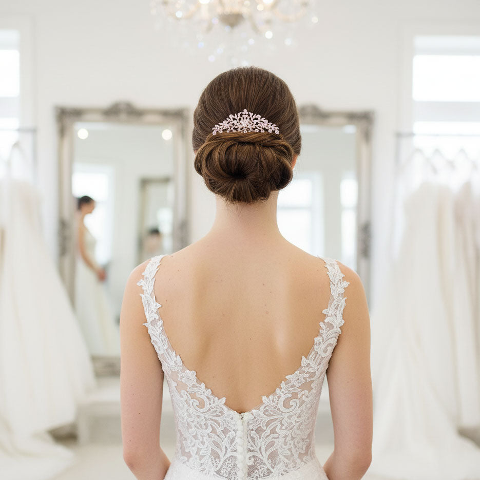 Sparkling Floral & Leaf Crystal Bridal Hair Comb | Gold, Rose Gold & Silver - Kelly