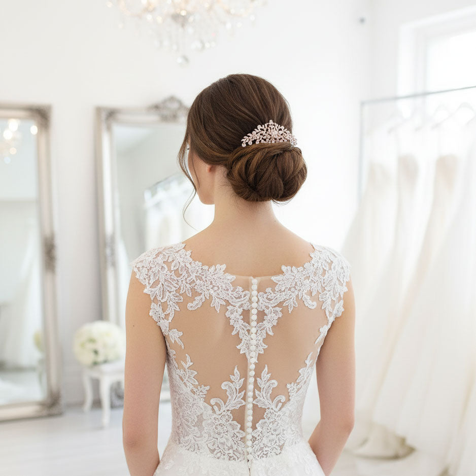 Sparkling Floral & Leaf Crystal Bridal Hair Comb | Gold, Rose Gold & Silver - Kelly