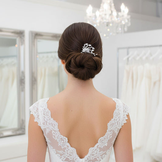 Petite Flower Hair Comb Wedding Veil or Side Piece-Kika